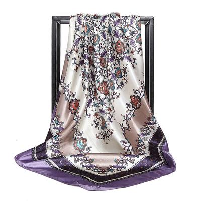 Foulard carré en satin imprimé vintage pour femme, écharpe résistante au soleil, châle de haute qualité, 1 pièce, 90 x 90 cm