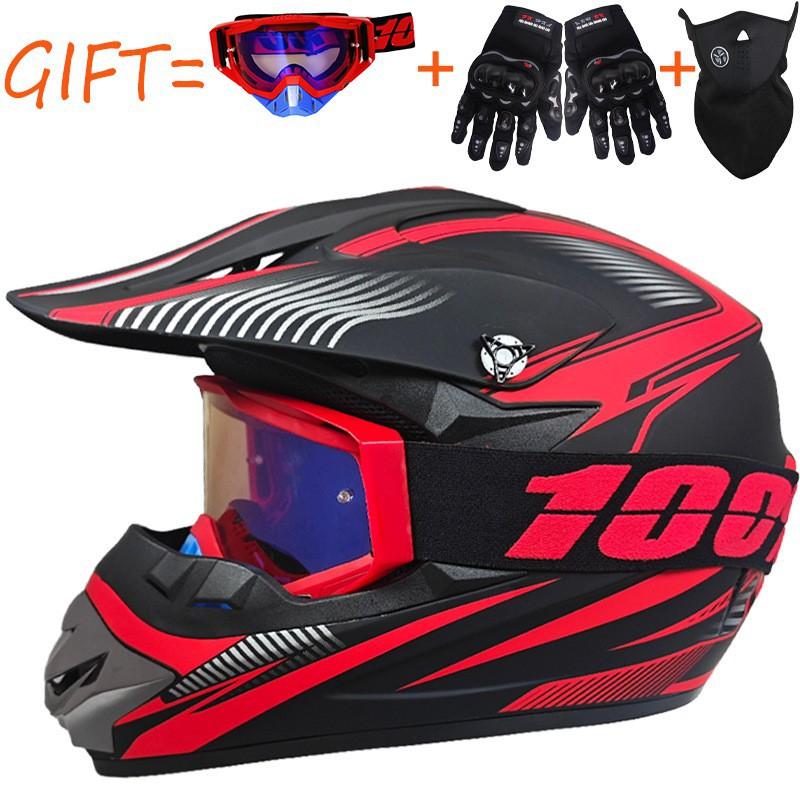 Equipped With 100% Goggles + Gloves Mask Off-road Helmet Mountain Biking Downhill Youth Go-kart