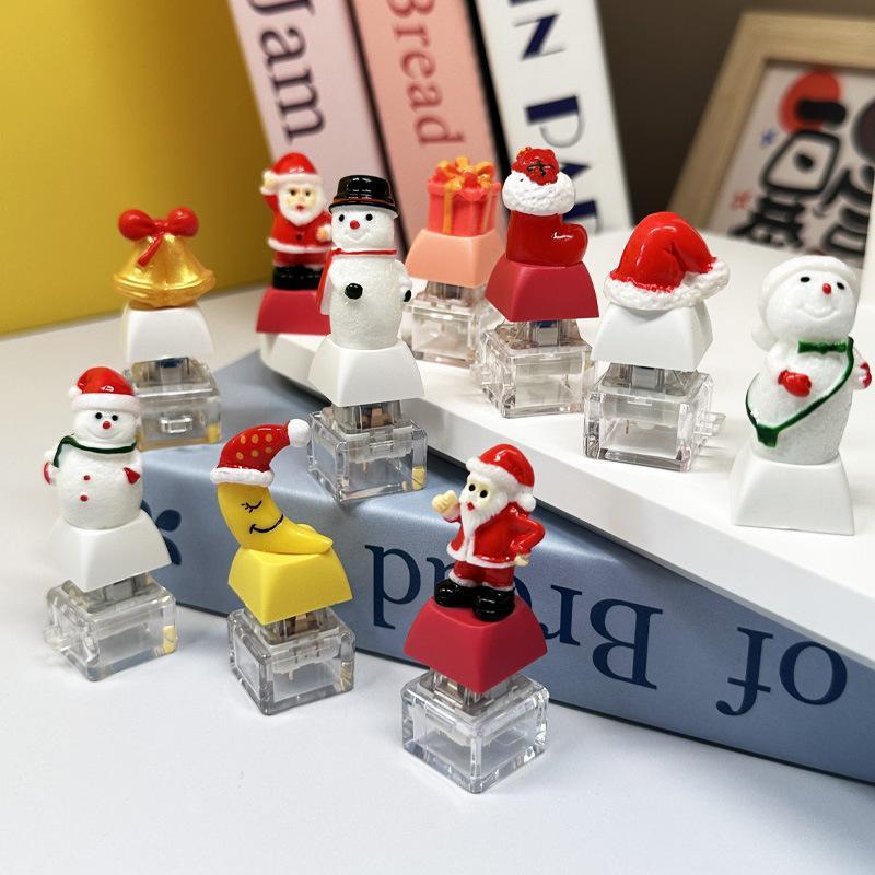 Christmas Themed Keyboard Keychain Stress Relief Toys Keychain Fidget Keyboard Clicker Button Key Chain Bag Charm Pendant