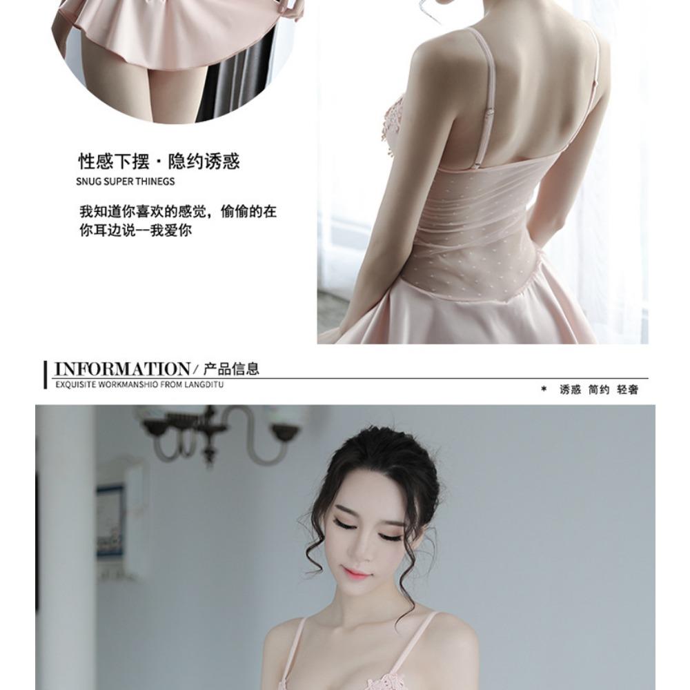 Sexy Nightdress Qqny Passion Suit Polka Dot Lingerie Women's One-piece Princess Dress Suspender Pajamas Bed Skirt