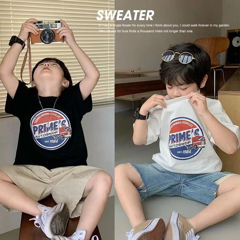 

Boys Pure Cotton Short-Sleeve T-Shirt - Trendy Summer Style for Kids 120 cm білий