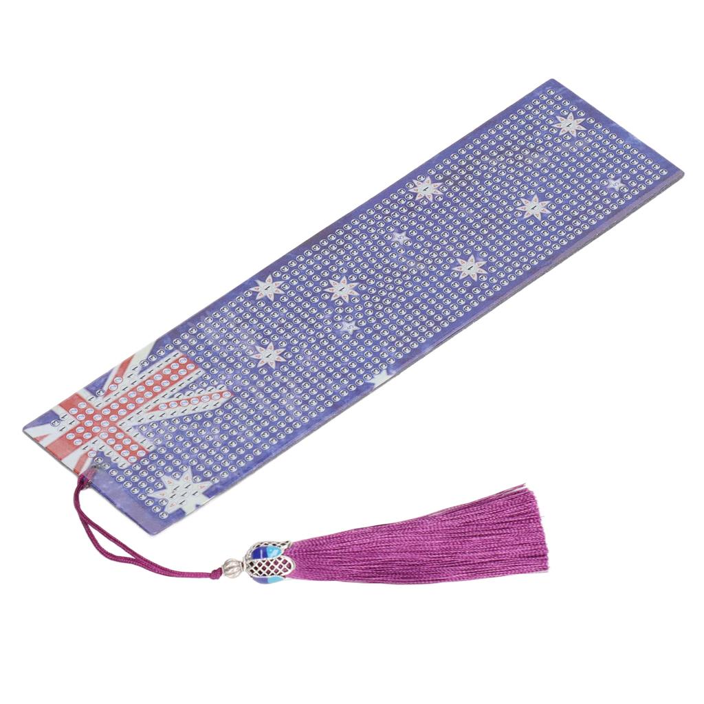 Rhinestones Painting Bookmarks American Pattern DIY Handcrafted Rhinestones Bookmarks Art Kit with Tassel