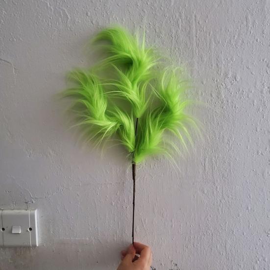 Christmas Green Hair Branch Furry Green Curly Picks Handmade Green Elf Stems