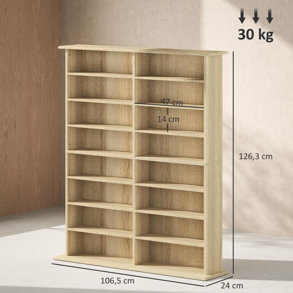 Estantería para Medios de 16 Compartimentos - Acabado Madera Natural