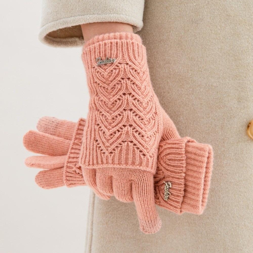 Keep Warm Five-finger Mittens Dual-purpose Cycling Gloves Fashion Knitted Gloves  Woman