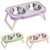 Non-Slip Pet High Footed Bowl Double Bowls Pet Water Feeder Container  Wet Dry Food