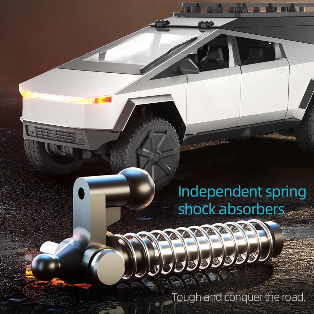 Pickup Truck Model, 2.4GHz Alloy Remote Control Camping Car with Lights, Vehicles Toys for Kids Boys Silver 1 Battery