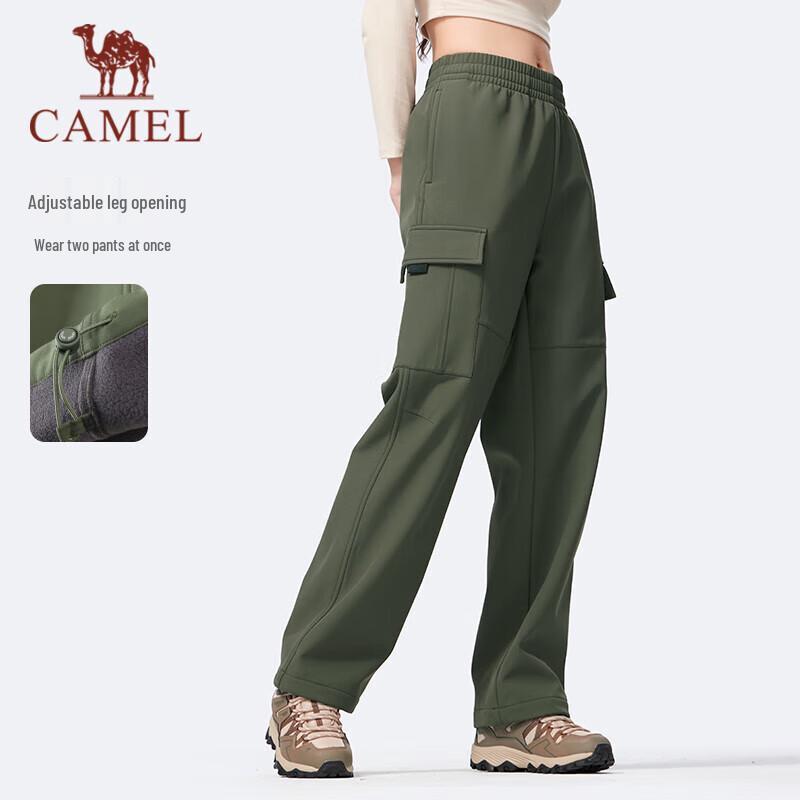 CAMEL Unisex Fleece-lined Water-Repellent Straight-Leg Outdoor Work Pants J35CA6L6027