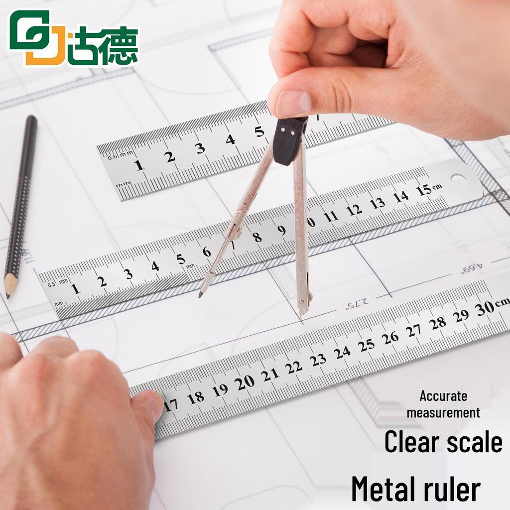 15cm & 30cm Metal Ruler Set for Students – Handheld Tool with Special Scale Lines for Drawing