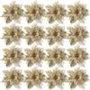 Christmas Red Gold Glitter Flowers Artificial Poinsettia Flower for Xmas Tree Ornaments Navidad New Year Party Home Decoration