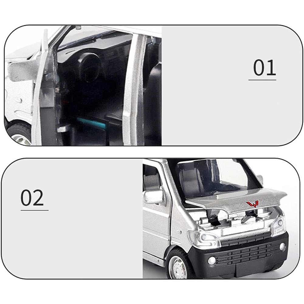 Modele de vehicule la scară 1/32 pentru litera inițială WULING Fan MPV Model metalic de mașină Sunete și lumină Trage înapoi Jucărie Cadou sofisticat