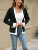 French high-end small fragrant style jacket autumn casual contrasting color V-neck knitted cardigan