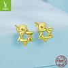 Simple Hexagram Plain Silver Stud Earrings, Fashionable And Versatile S925 Sterling Silver Hollow Stud Earrings.