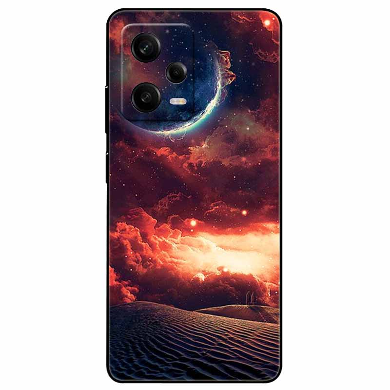 For Redmi Note 12 Pro 5G Case Note12 Covers TPU Black Silicone Starry Cover for Xiaomi Redmi Note 12 Pro+ 5G Plus Cartoon Soft