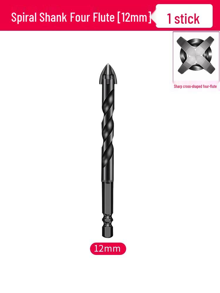 6mm All-In-One Tile and Concrete Drill Bit - Four-Flute Alloy Triangle for Glass and Cement