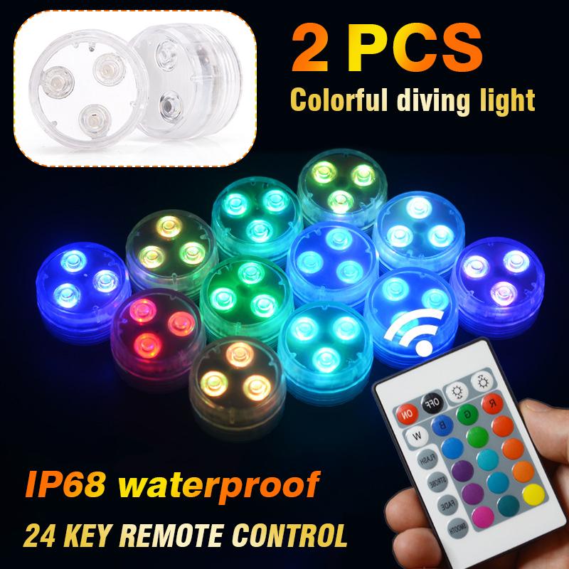 Buy Mayitr 2pcs LED Submersible Lights Underwater Waterproof RGB Remote