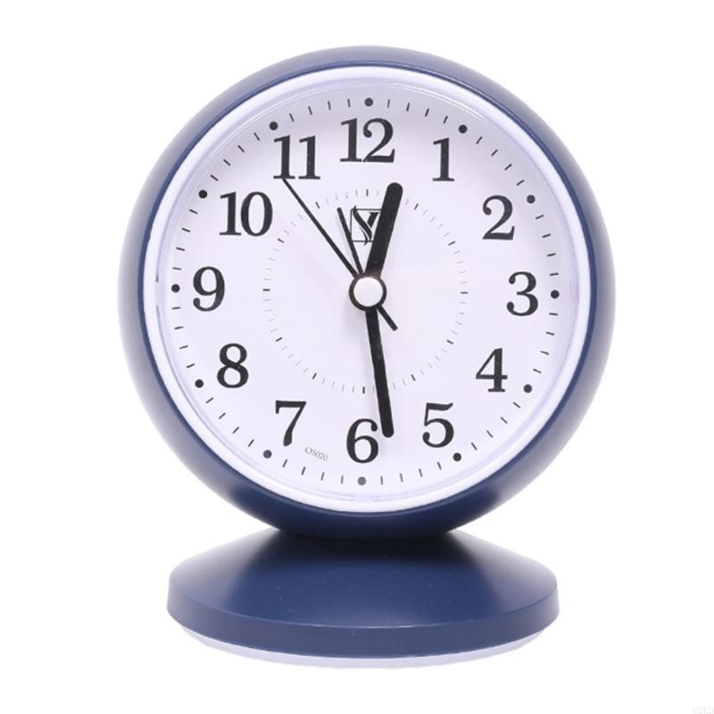 62KD Stylish Quiet Alarm Clock with Arabic Numerals Battery Operated No Ticking Analog Desk Clock for Children Bedroom