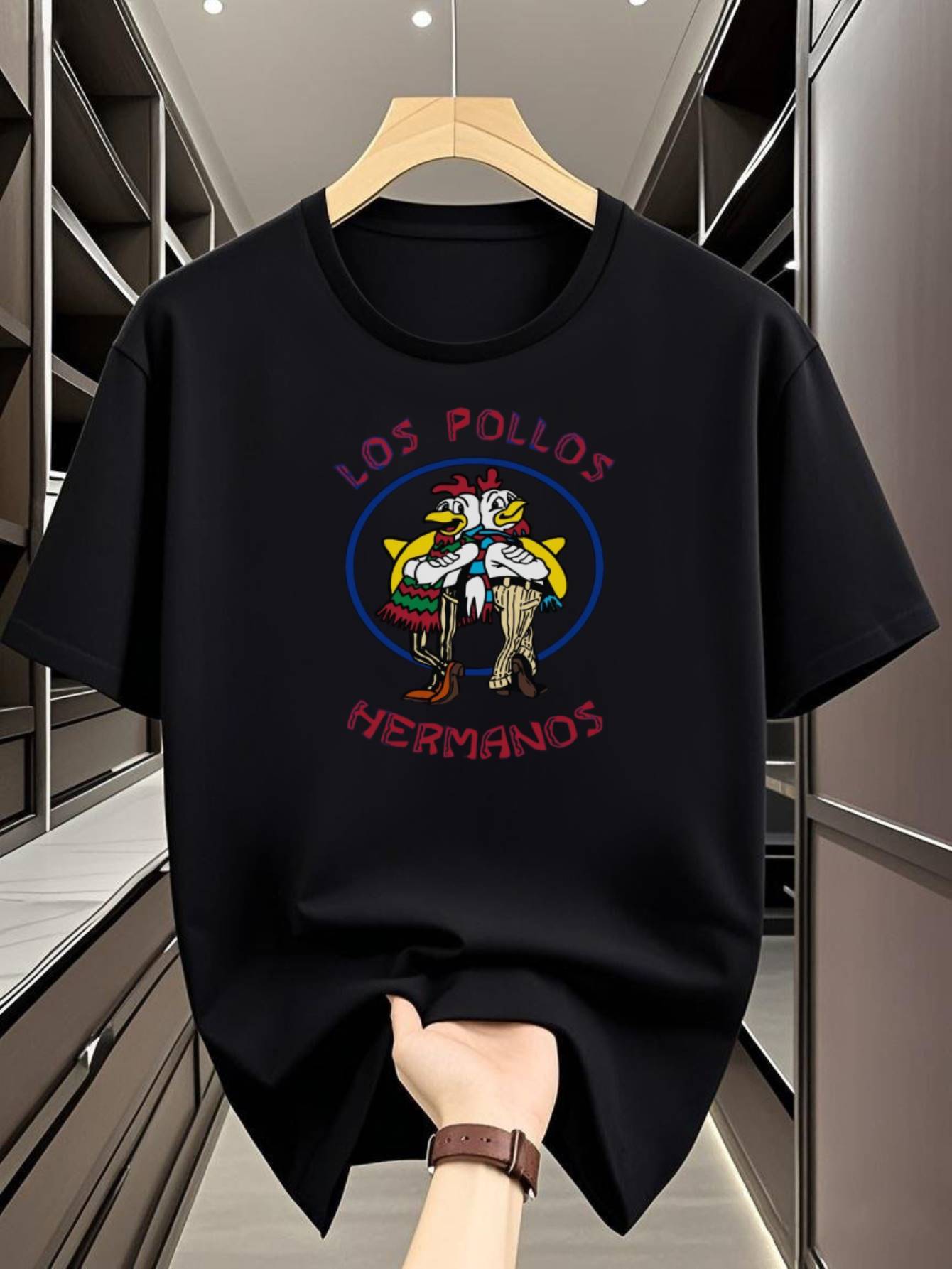 Casual Short Sleeve T-shirt -  Los Pollos Hermanos  Print L