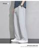 Men's 2025 Gray Loose-Fit Straight-Leg Sweatpants, Wide-Leg Casual Cotton for Spring/Fall