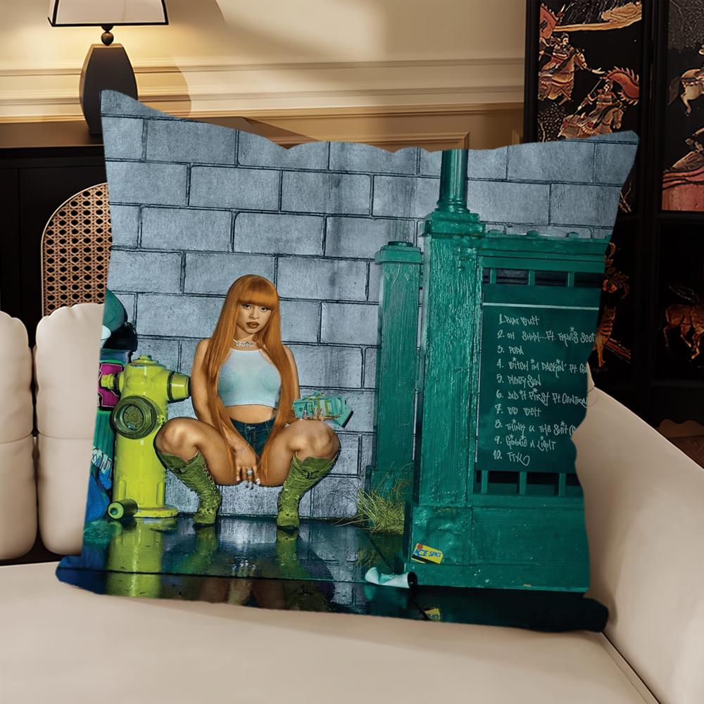 

Singer Ice Spice Y2k Pillow Case Sofa Living Room Bedroom Headboard Backrest Cushion Square Cushion Nap Time 16x16Inch