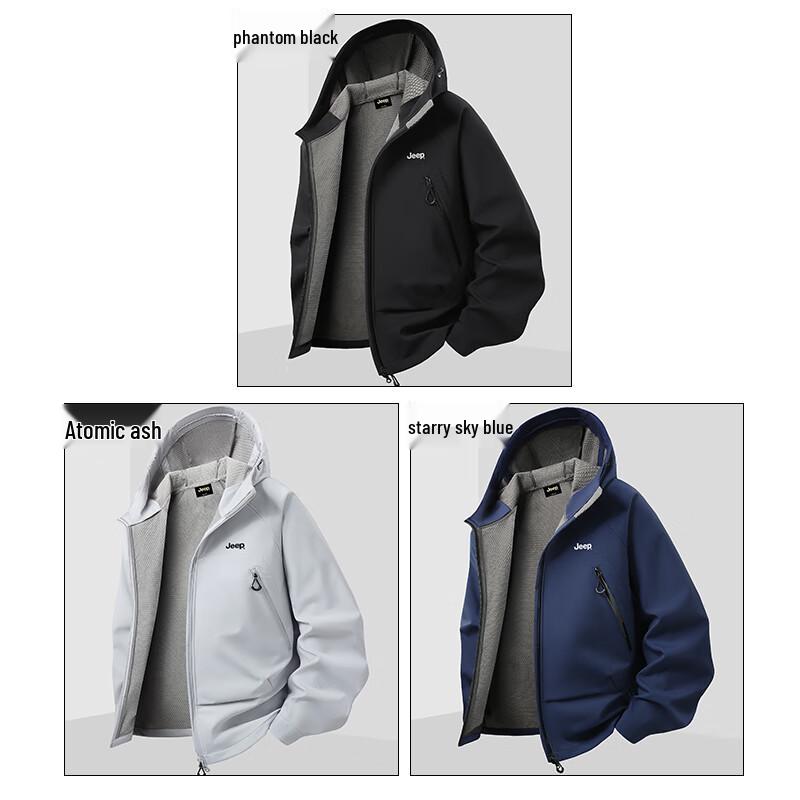 Jeep Men's 2025 Autumn Hooded Softshell Windbreaker Jacket