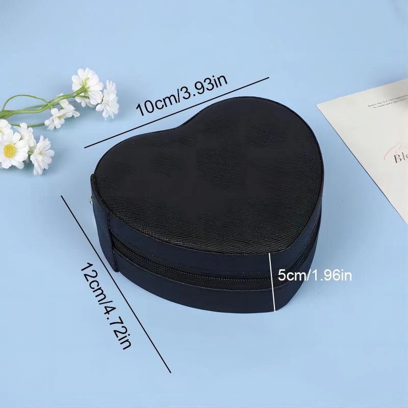 2025 Heart-Shaped Jewelry Box Portable Travel Necklace Pendant Ring Earrings Storage Leather Zipper Cute Jewelry Organizer Box