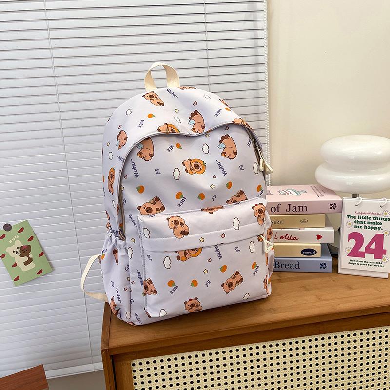 Schoolbag Japanese Backpack Female Cute Kapibara Backpack Junior High School High School College Student Simple Travel Backpack Female Schoolbag