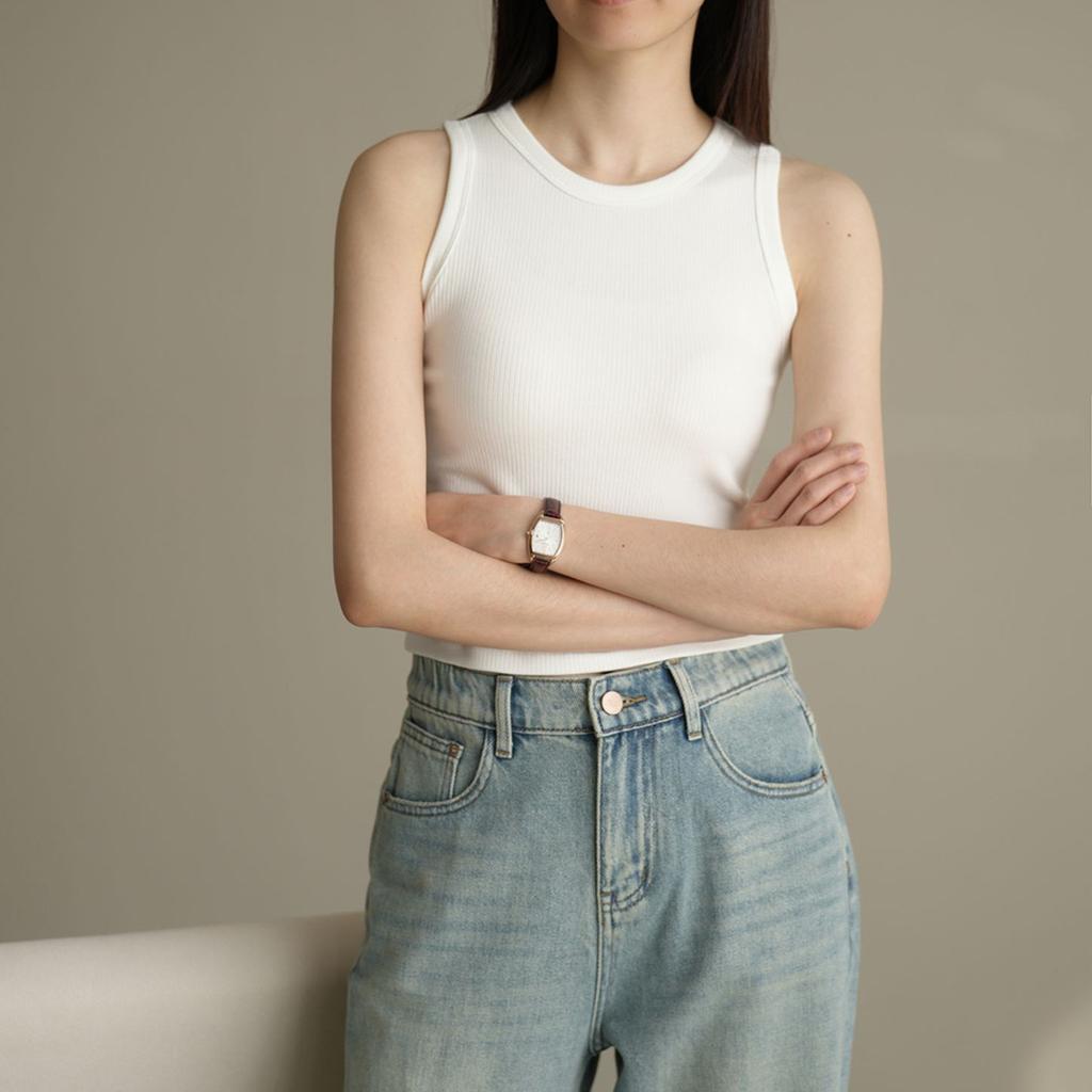 Spring and summer threaded belly button vest women's outer wear slim and thin Korean version suspender bottoming shirt sleeveless top