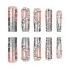 Cross‑border European & American silver long tapered press on nails, heart‑shaped & crushed rhinestone decor, hot‑selling new false nail patches.
