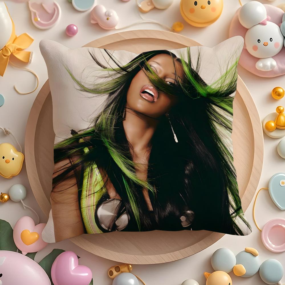 C-Cardi B-B Singer Cushion Cover Home & Car Multi-Scene Pillow Cover - Reversible, Soft & Durable for Daily Use