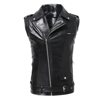 Nouveau Gilet en Cuir de Moto Slim Fit pour Homme Gilet en Cuir PU Slim Fit Décontracté pour Homme