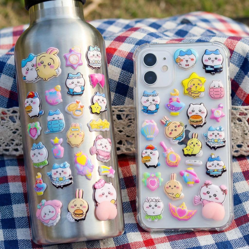 Ninrikidy Butt Puni Puni 3D Puffy Sticker Set A 2-Piece Notebook Reward Decor Glitter Kids Girls Adults