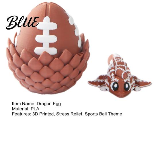 Stress Relief Dragon Flexible Sports Ball And Egg Articulated Fidget Toy 3D Egg Toy Printed with Winged Inside Desk Bendable Figure