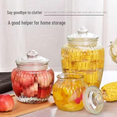 Großes, dickwandiges Glas-Einmachglas mit Dichtung zur Aufbewahrung von eingelegtem Gemüse, Kimchi, Körnern und Getreide