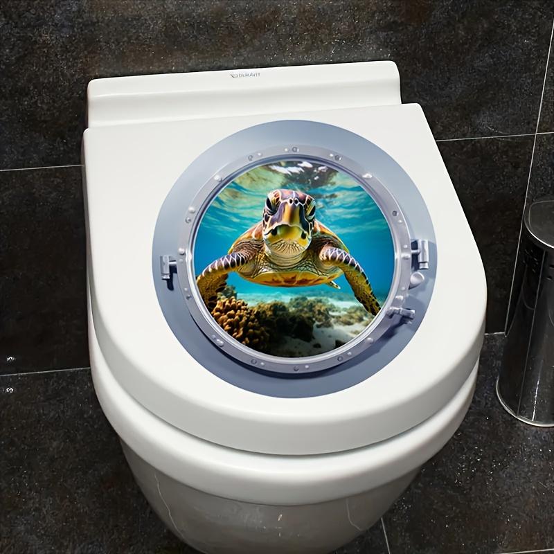 Submarine Cabin Door 3D Turtle Toilet Stickers Bathroom Accessories Toilet Tub Wall Decals Animal Waterproof Home Decoration