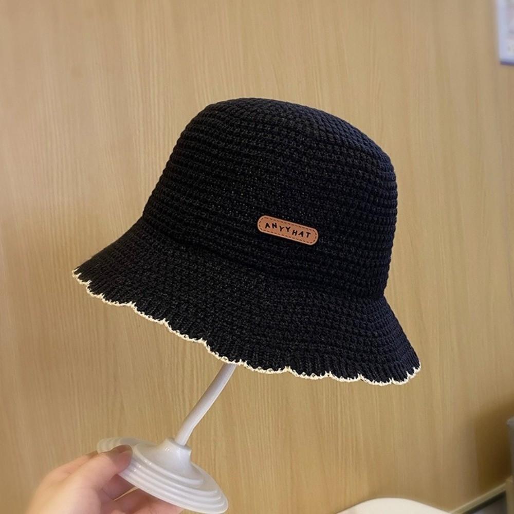 Breathable Fisherman s Hat Foldable Outdoor Sun Hat Casual Knit Bucket Hat чёрный