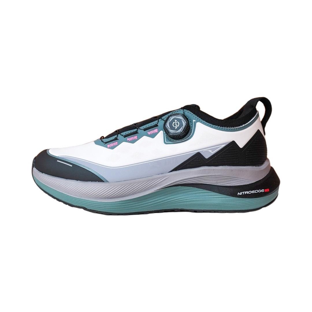 Anta Jueyue Men Rotating Buckle Cushion Running Shoes White Black Grey 112545502R-4 42