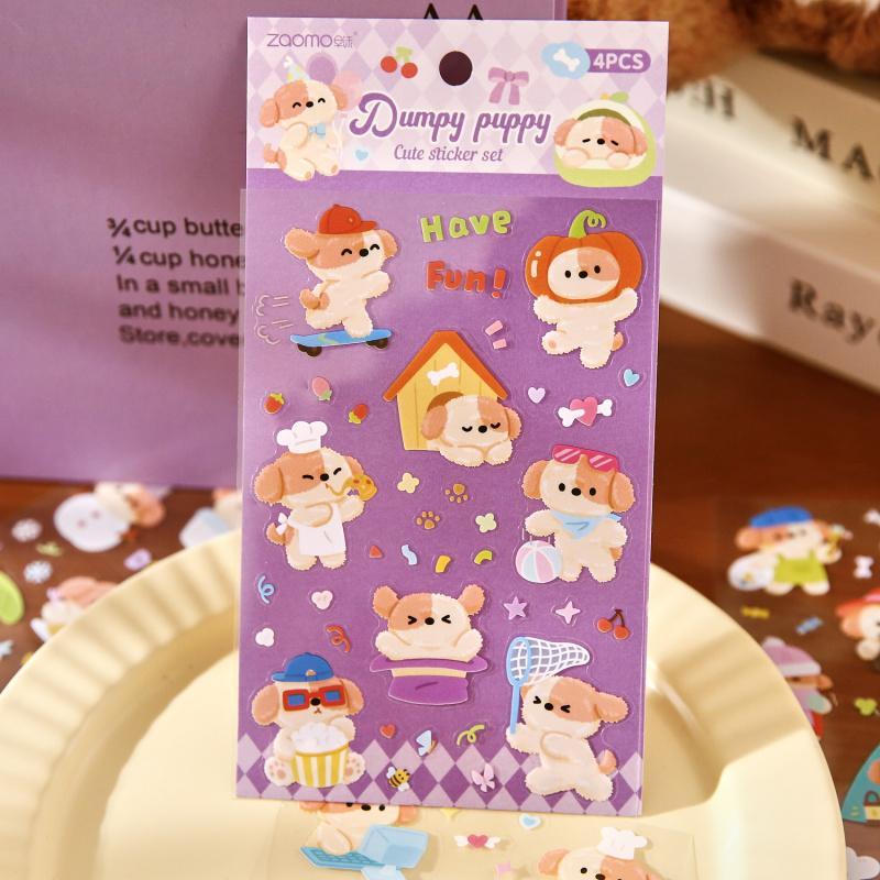 4 Sheets Cute Cartoon Bear Small Pattern Flat Stickers, Soft Cute Journal Decor, Diary DIY Collage Material