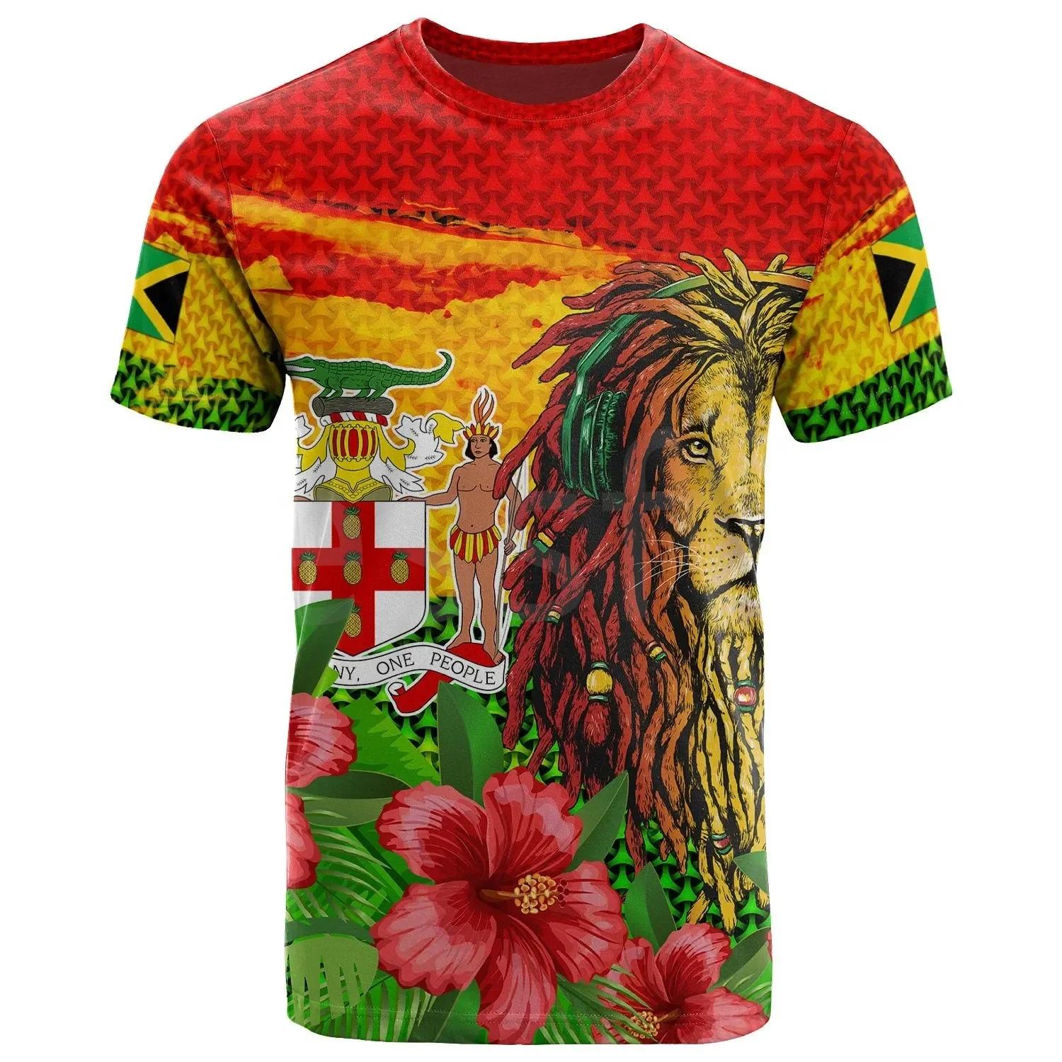 ETST WENDY 005 Tessffel Jamaica Lion Emblem Zomer Nieuwe Mode 3D Print Tops Tee T-shirt Mannen Vrouwen Korte Mouw T-shirt Streetwear Stijl-8 2XL