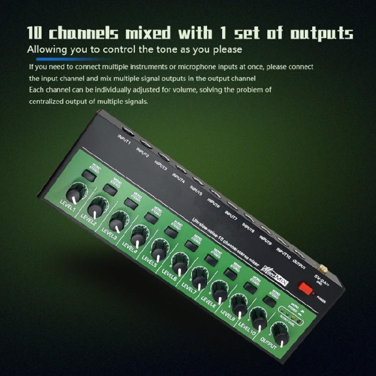 Dynamic 10Input Sound Mixer Mixing Consoles with Quality Sound for Professional Recording Studios Stereo Mixer