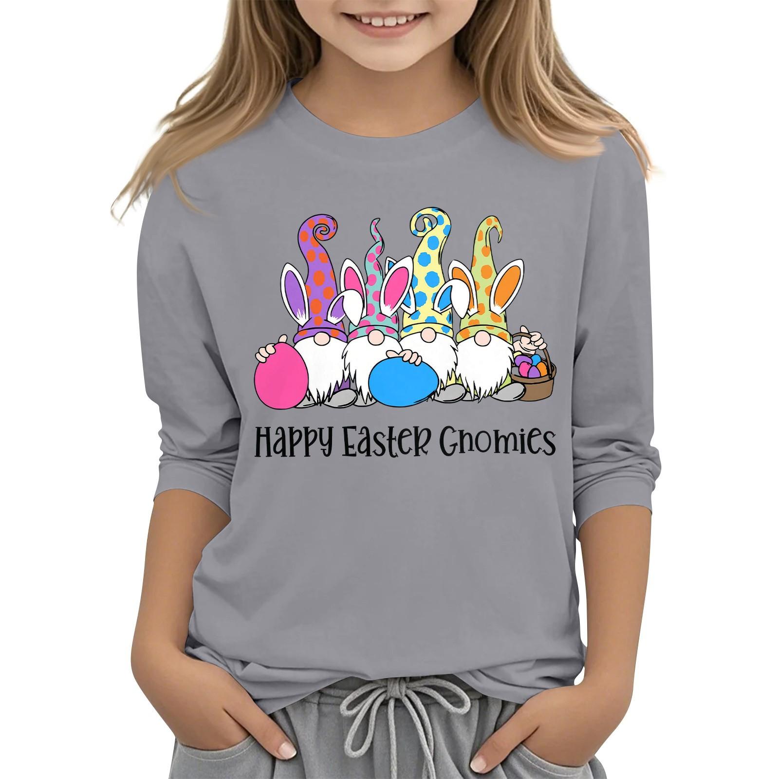 

Повседневная футболка с круглым вырезом и пасхальным принтом, с рукавами 7 точек для детей 140