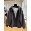 Fashion Solid Color Velvet Thickened Hooded Sweatshirt for Women Autumn and Winter Lazy Style Zipper Cardigan Versatile Jacket