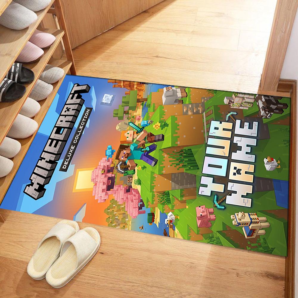 Minecraft Customize Your Name Carpet Perfect For Dormitory Playrooms Dining Room Game Room Antislip Rug Anime Office Decor Perfect Gift For Womenmen