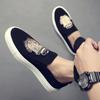 Spring Autumn New Men Leather Casual Shoes Man Slip-On Luxury Embroidery Suede Leather Flat Skate Shoes Trend Loafers