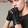 Leather Gloves Men's and Women's Winter Warm Half-finger Gloves
