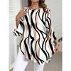 Women's Fashionable and Elegant Asymmetric Hem Round Neck Casual Shirt