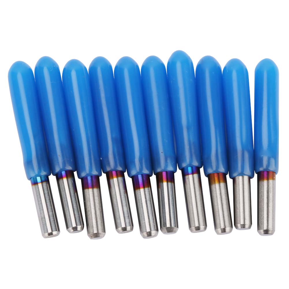 Tungsten Steel CNC Router Cutter Bit Blue Plating 3.175(30 Degrees ) Wood Engraving Knife Bit Set(0.8mm