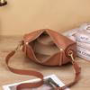 New Trendy Leather Bag Retro Fashion Versatile Small Square Bag Cowhide One Shoulder Crossbody Bag Large Capacity Women