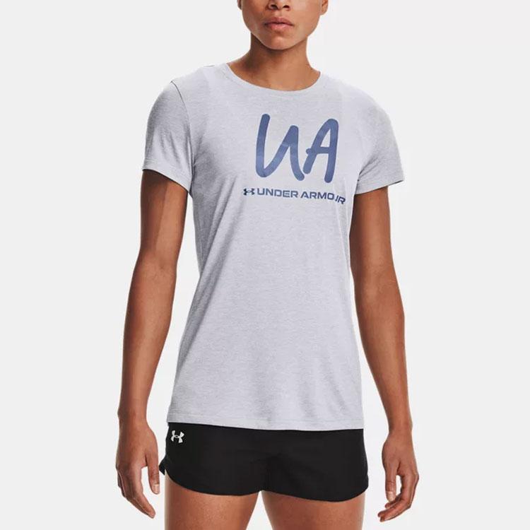 Under Armour Casual Breathable Sports Regular T-Shirt Women Tops Modern-Gray 1365145-011