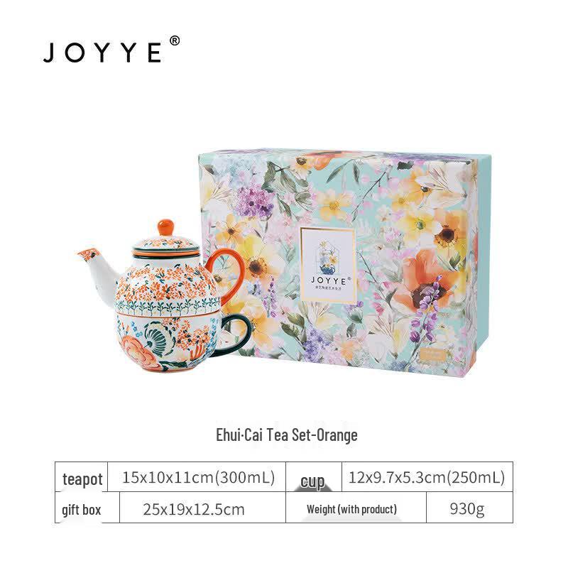 JOYYE ZHUOYI Underglaze Hand-Painted Ceramic Single Tea Set